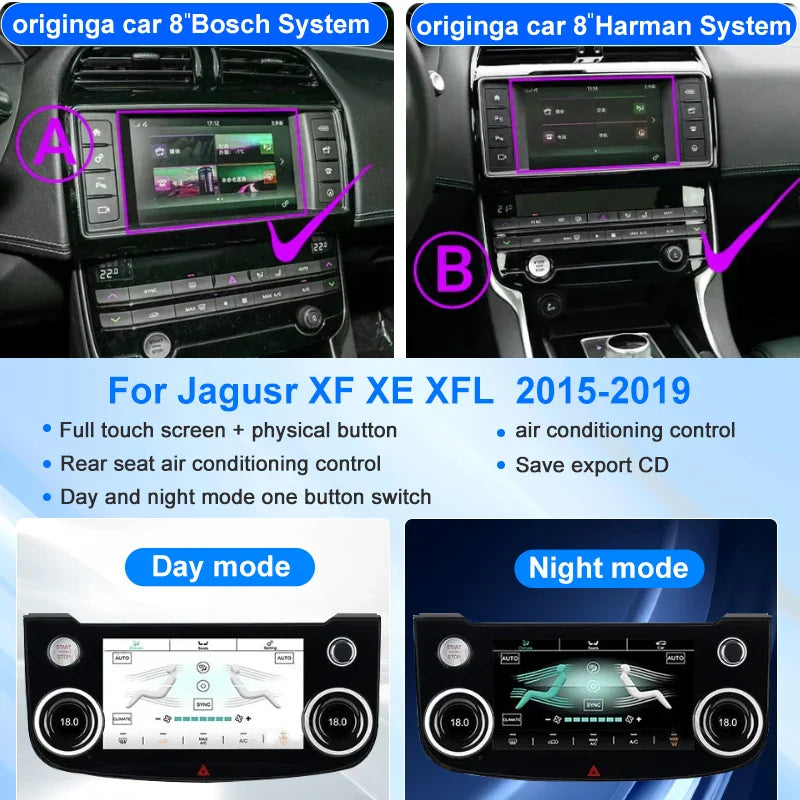 Dual System Android Car Radio Multimedia Player For Jaguar XE, XF, XFL Stereo 2016-2019 GPS Navigation, Carplay, WIFI, Main Unit