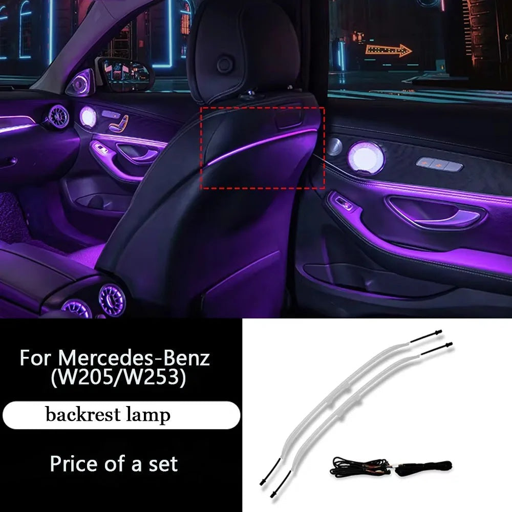 64 Colors Premium Car Interior Ambient Lights for Mercedes Benz C-class W205/ GLC X253 2015-2021 Dream Color Car Atmosphere Lamp