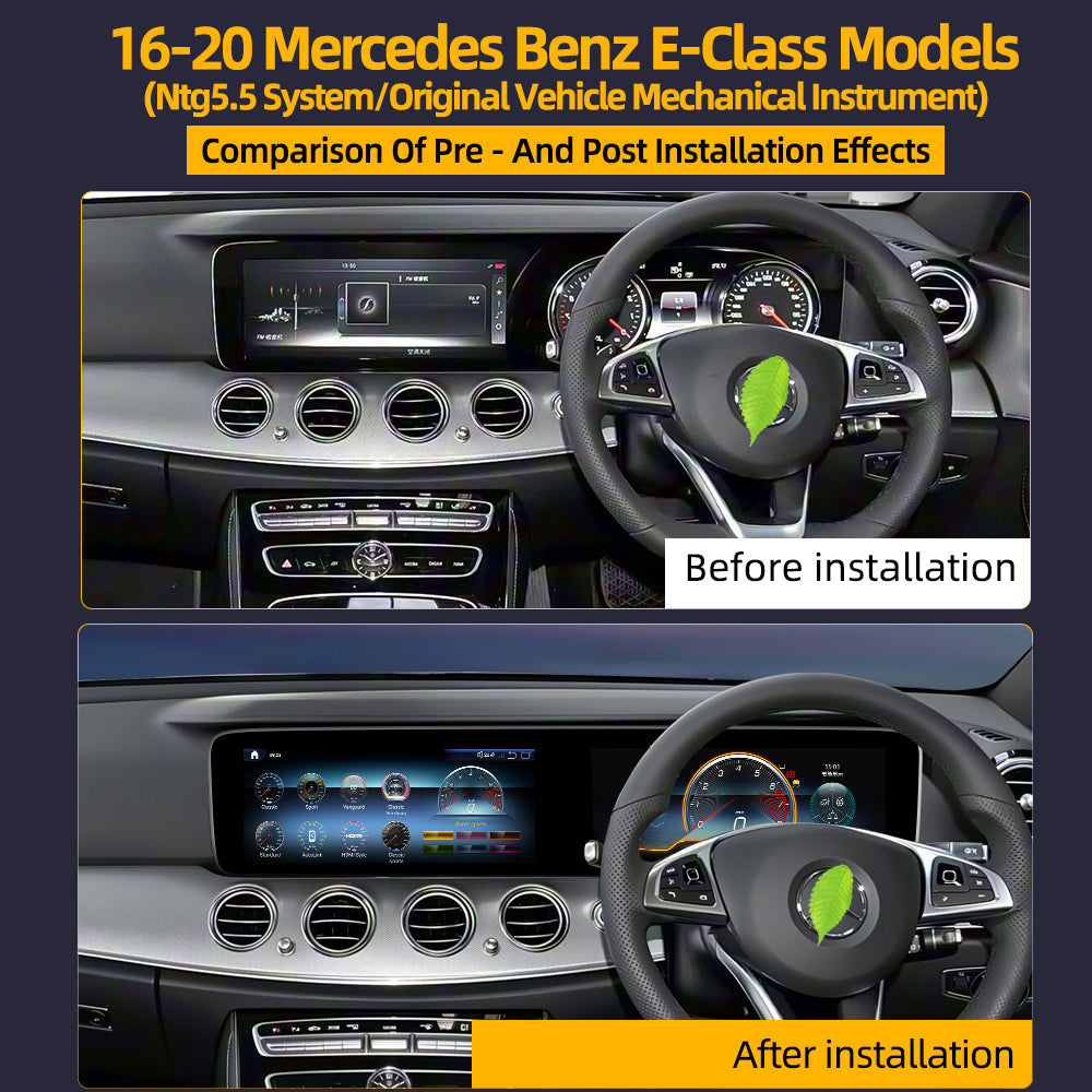 24.6'' For Mercedes-Benz E-Class 2016-2020 Android Screen  Infotainment Navigation System Car Multimedia Touch Screen Head Unit Car Radio + Digital Dashboard Cluster