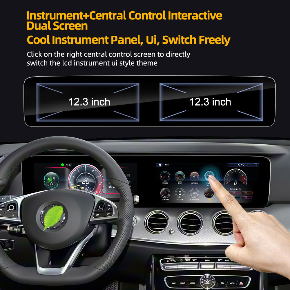 24.6'' For Mercedes-Benz E-Class 2016-2020 Android Screen  Infotainment Navigation System Car Multimedia Touch Screen Head Unit Car Radio + Digital Dashboard Cluster