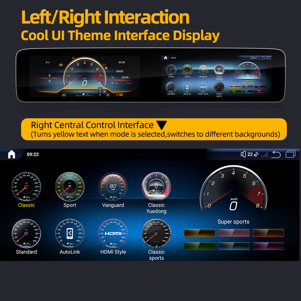 24.6'' For Mercedes-Benz E-Class 2016-2020 Android Screen  Infotainment Navigation System Car Multimedia Touch Screen Head Unit Car Radio + Digital Dashboard Cluster