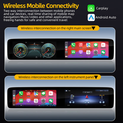 24.6'' For Mercedes-Benz E-Class 2016-2020 Android Screen  Infotainment Navigation System Car Multimedia Touch Screen Head Unit Car Radio + Digital Dashboard Cluster