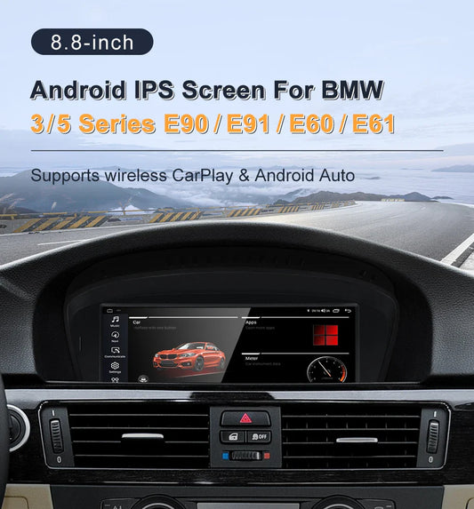 For BMW 3series E90 E91 5series E60 E61 MTK 8581 8.8inch Touch Screen Wireless CarPlay AUTO Android13 System CCC Head Unit Radio Bluetooth