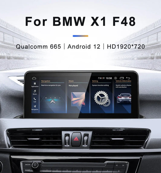 For BMW X1 F48 X2  Snapdragon665 10.25 inch Wireless Apple Carplay Auto Android 12 Car Multimedia Head Unit Radio Bluetooth NBT