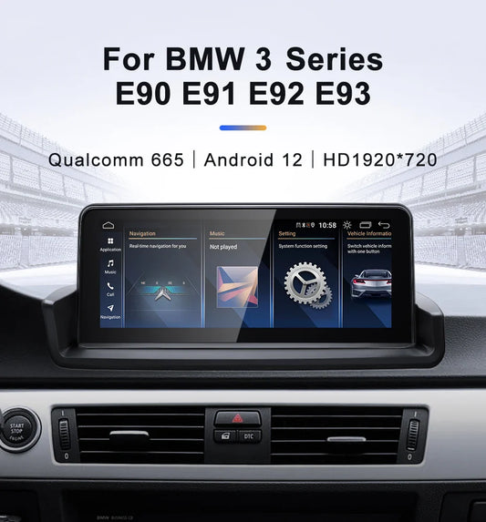 For BMW 3Series E90 E91 E92 Snapdragon665 10.25inch Touch Screen Wireless Carplay Android 13 Stereo Multimedia Head Unit Radio AUTO Bluetooth