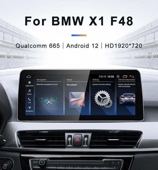 For BMW X1 F48 X2 Snapdragon665 12.3 inch Wireless Apple Carplay Auto Android 12 Car Multimedia Head Unit Radio Bluetooth NBT