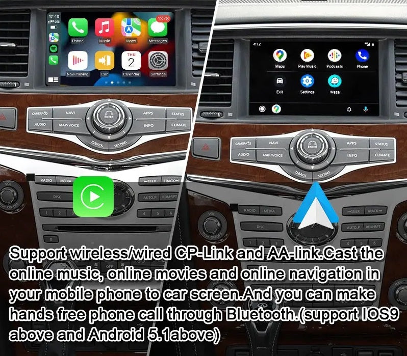 Carputech 8+128GB Android Multimedia Video Interface for Nissan Patrol Y62 QX60 Q60 QX80 Pathfinder R52 370z 2007-2024 Infiniti 2011-2024 Carplay Module Screen
