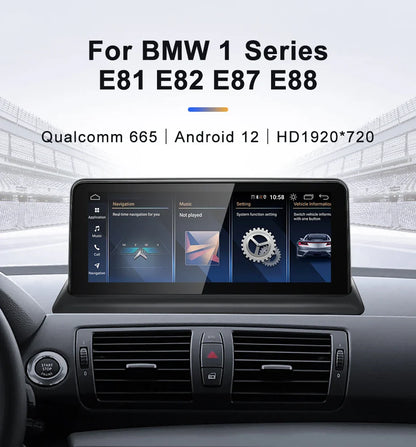 For BMW E81 E82 E87 E88 Snapdragon665 10.25 inch Carplay AUTO Android 12 Car GPS Stereo Multimedia Head Unit Radio Bluetooth