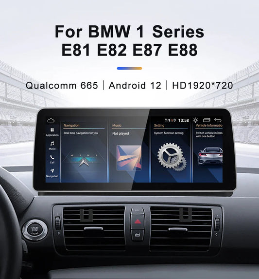 For BMW E81 E82 E87 E88 Snapdragon665 12.3 inch Carplay AUTO Android 12 Car GPS Stereo Multimedia Head Unit Radio Bluetooth