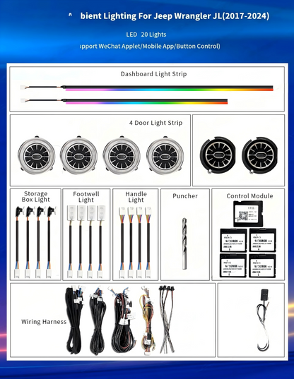 Upgrade Symphony Led Car Interior Ambient Lighting for Jeep Wrangler JL 2018-2024 Atmosphere Strip Accessories Decoration