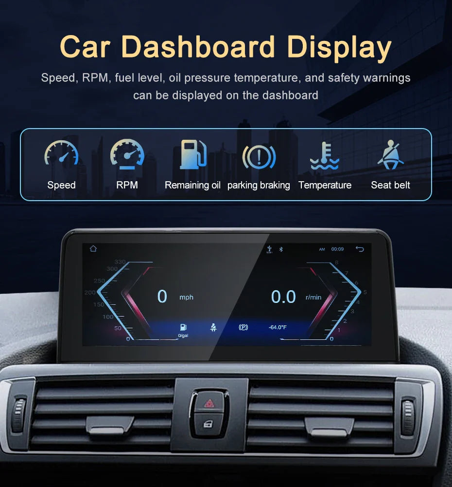 10.25" / 12.3" Linux CarPlay Android Auto Screen for BMW 1 Series F20 F21 2012–2022 | 3s Fast Boot