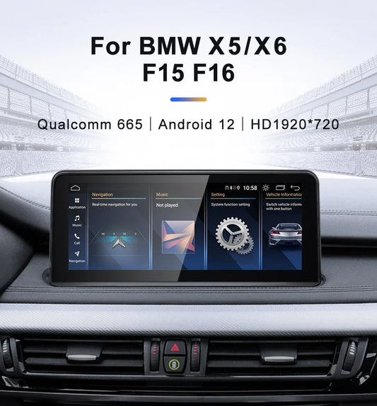 Snapdragon665 10.25inch Wireless CarPlay AUTO Car Multimedia Player For BMW X5 F15 X6 F16 NBT Head Unit Radio Bluetooth GPS Navi