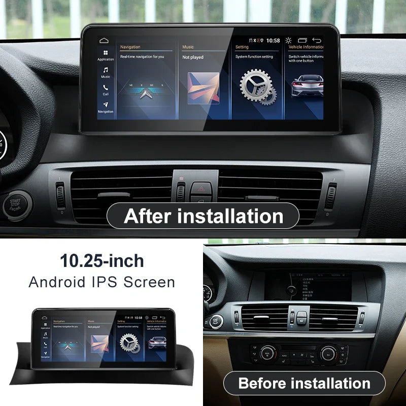 For BMW F25 F26 Snapdragon665 10.25inch Wireless CarPlay Android AUTO Car Multimedia System Head Unit Radio Bluetooth GPS Navi