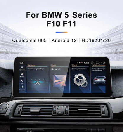 For BMW F10 F11 Snpdragon665 12.3 inch  DSP CarPlay AUTO Android 12 Car Stereo Multimedia Head Unit Radio Bluetooth CIC NBT