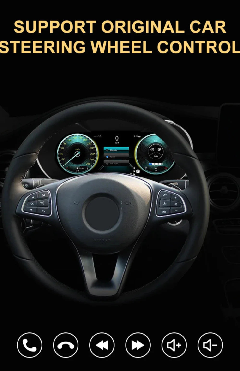 For Mercedes Benz C Class W205/ GLC Class W253 2015-2018 NTG 5.0 12.3" LCD Digital Dashboard Cluster Car Panel Speedometer Virtual Cockpit