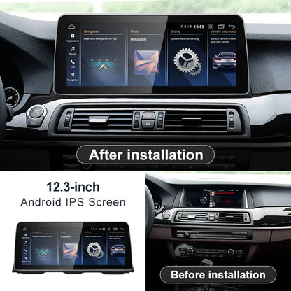 For BMW F10 F11 Snpdragon665 12.3 inch  DSP CarPlay AUTO Android 12 Car Stereo Multimedia Head Unit Radio Bluetooth CIC NBT