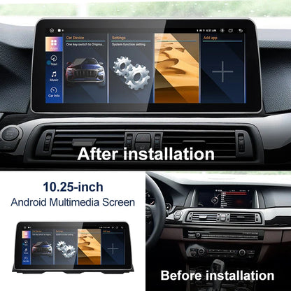 For BMW F10 F11 MTK 12.3 inch  DSP CarPlay AUTO Android 13 Car Stereo Multimedia Head Unit Radio Bluetooth CIC NBT