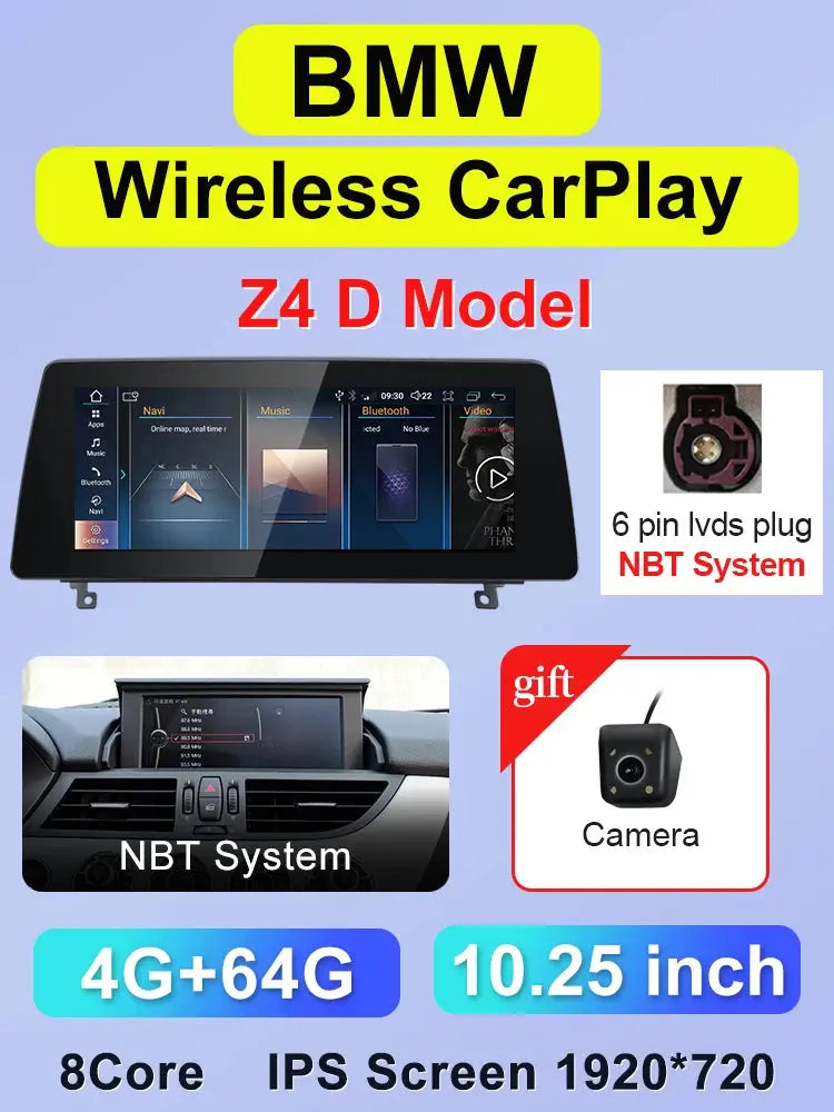 10.25"/12.3" Android 14 Screen for BMW Z4 E85 E86 E89 (2002–2019) | Qualcomm 665 | 1920x720 | Wireless CarPlay & Android Auto