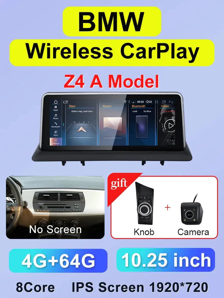 10.25"/12.3" Android 14 Screen for BMW Z4 E85 E86 E89 (2002–2019) | Qualcomm 665 | 1920x720 | Wireless CarPlay & Android Auto