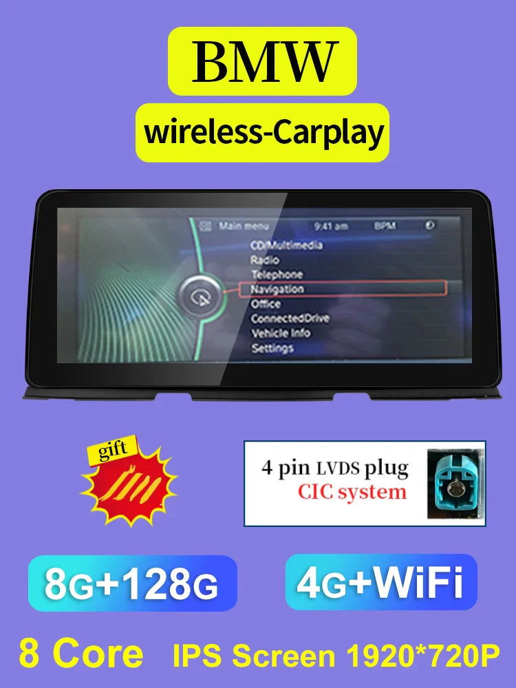 ID8 Qualcomm Snapdragon665 Android 12 Wireless CarPlay AUTO For BMW 6 Series F12 F13 CIC NBT Car Multimedia Players GPS Navi