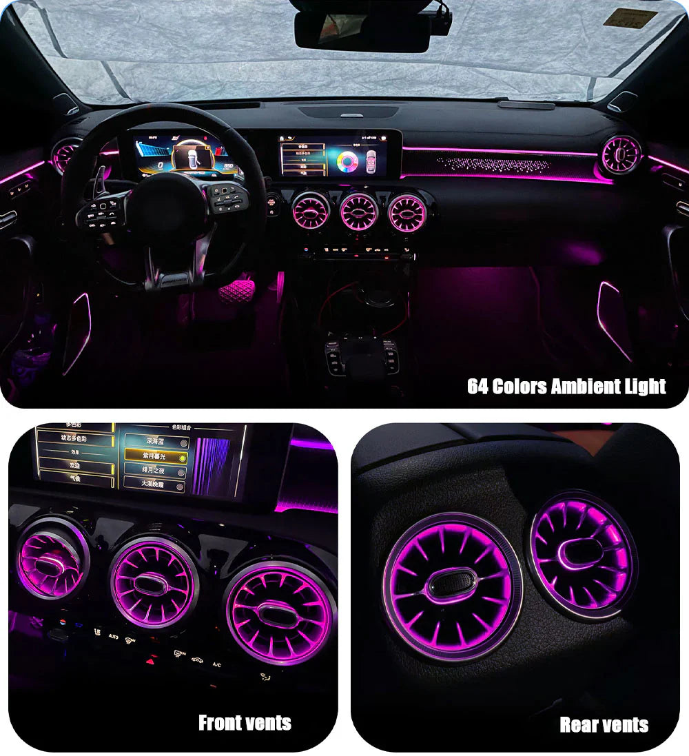 64 Colors Ambient Light For Mercedes Benz A-class W177 / CLA W118 / B-class W247 2019-2025 LED Car Neon Lamp Automotive Interior Decoration
