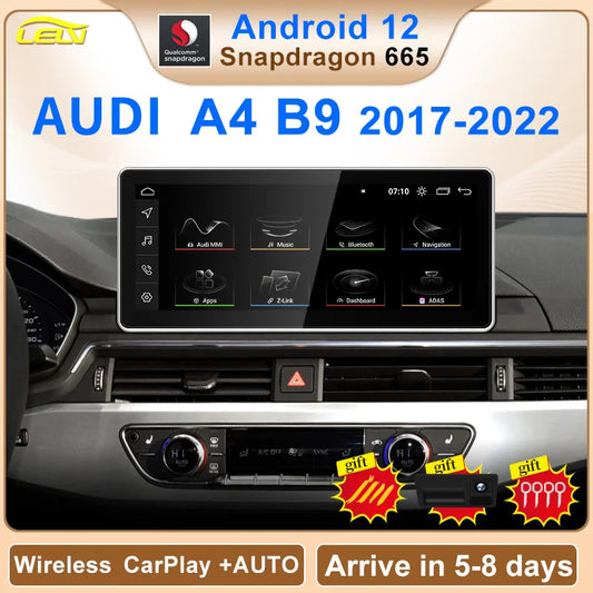 Qualcomm 8G 128G Android12 10.25inch Carplay AUTO For AUDI 2018-2022 A4 A5 S5 B9 Car Video Players GPS Navigation Smart Screen