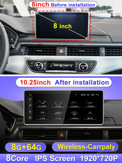 Qualcomm 8G 128G Android12 10.25inch Carplay AUTO For AUDI 2018-2022 A4 A5 S5 B9 Car Video Players GPS Navigation Smart Screen