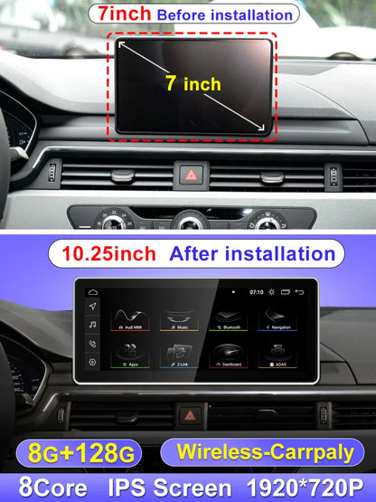 Qualcomm 8G 128G Android12 10.25inch Carplay AUTO For AUDI 2018-2022 A4 A5 S5 B9 Car Video Players GPS Navigation Smart Screen