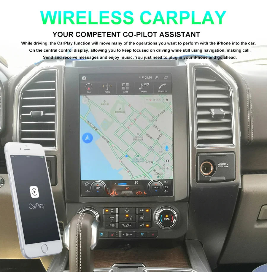 12.1“ Tesla Screen Car Radio For Ford Raptor F150 F250 F350 F450 F650 2015 - 2020 Android GPS Autoradio Multimedia Video Player