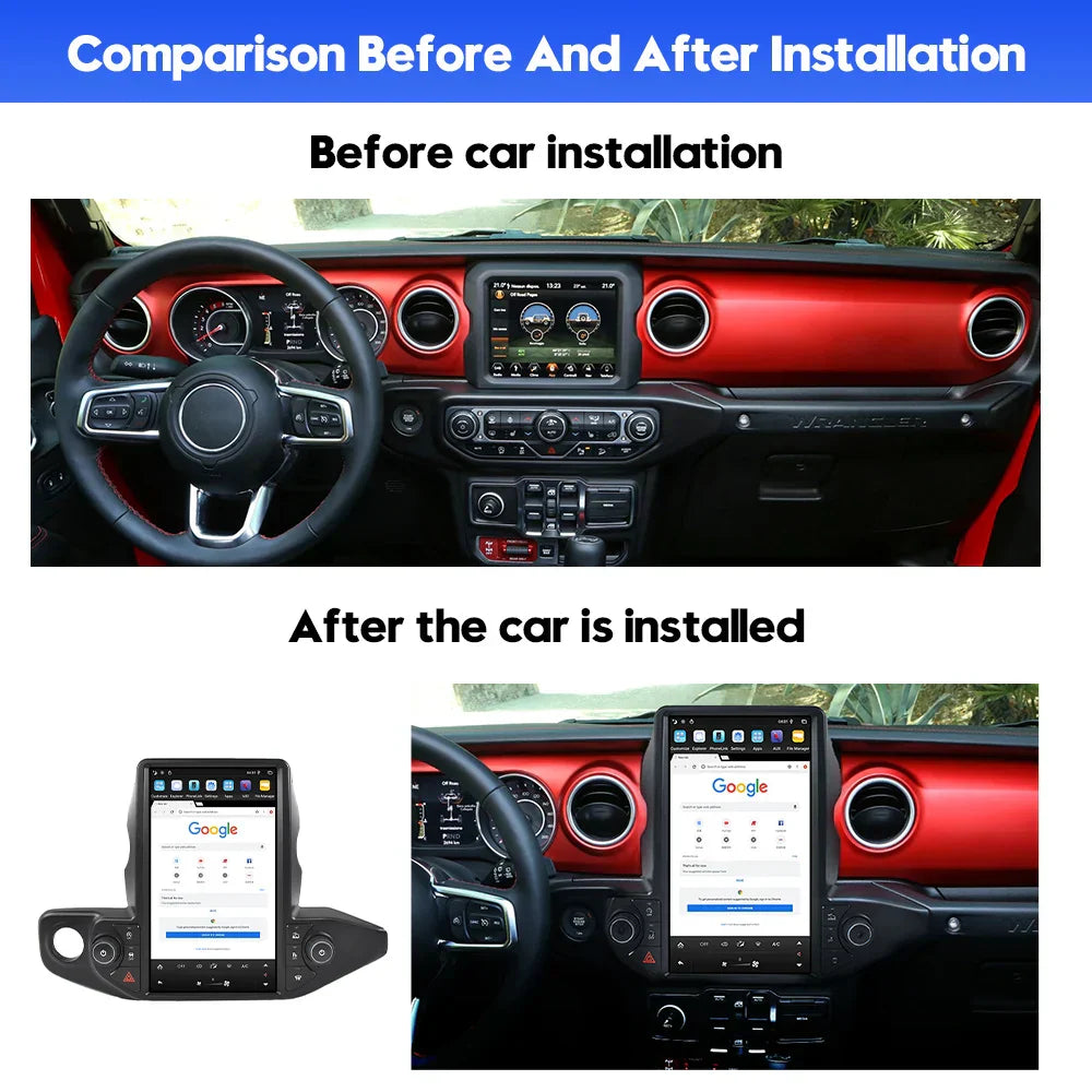 13.6" Qualcomm For Jeep Gladiator 2018-2021 Car Radio Stereo Carplay Upgrade Tesla Style Screen Android Auto GPS Navigation Multimedia Player