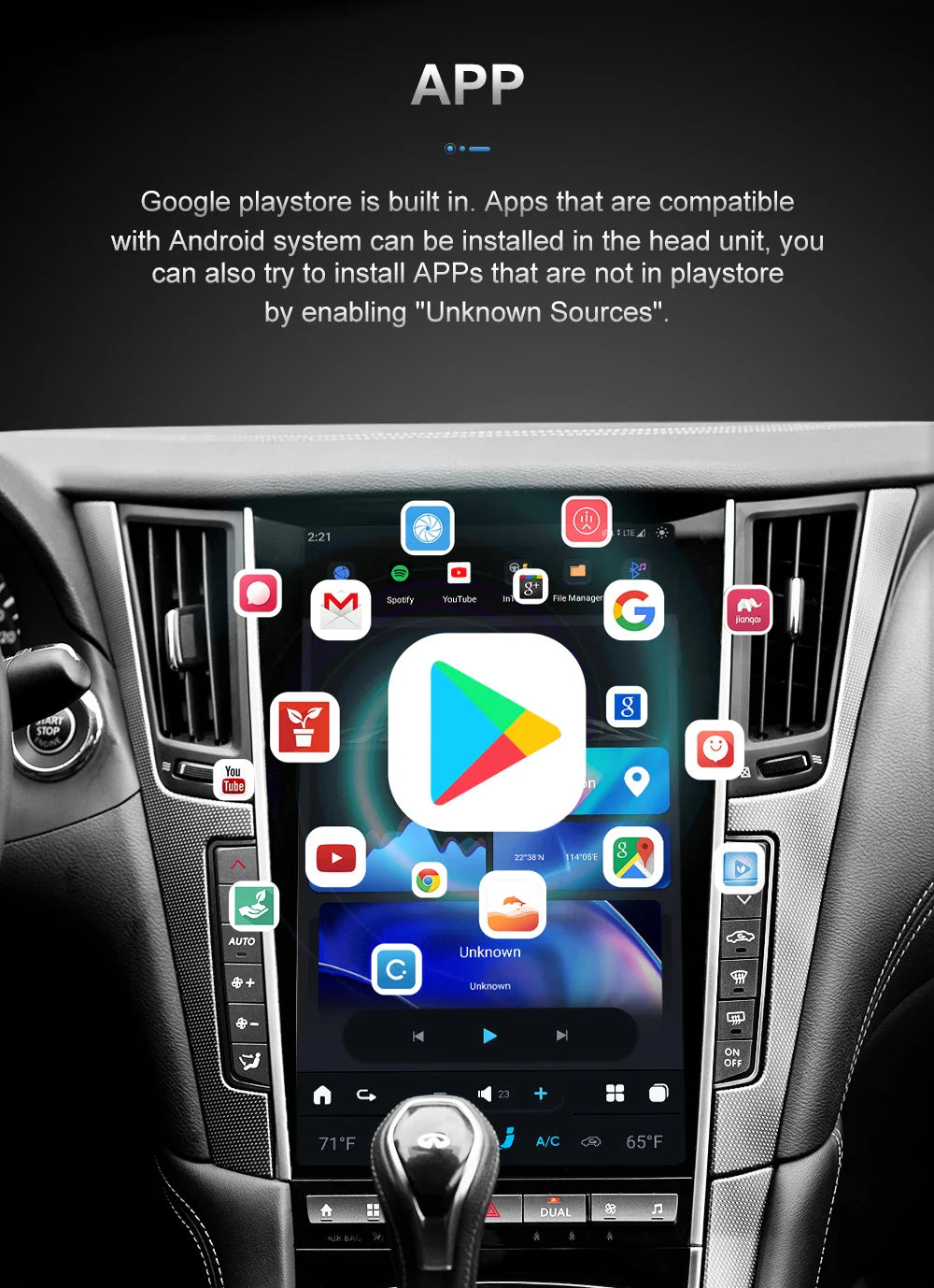 13.6" Qualcomm For Infiniti Q50 Q50S 2014-2019 Car Radio Stereo Carplay Upgrade Tesla Style Screen Android Auto GPS Navigation Multimedia Player