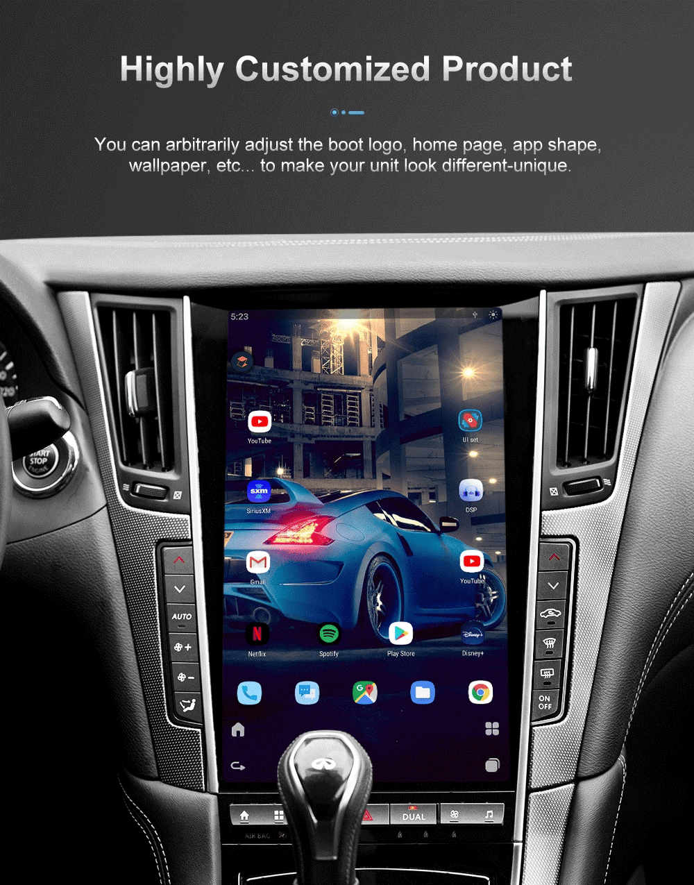 13.6" Qualcomm For Infiniti Q50 Q50S 2014-2019 Car Radio Stereo Carplay Upgrade Tesla Style Screen Android Auto GPS Navigation Multimedia Player