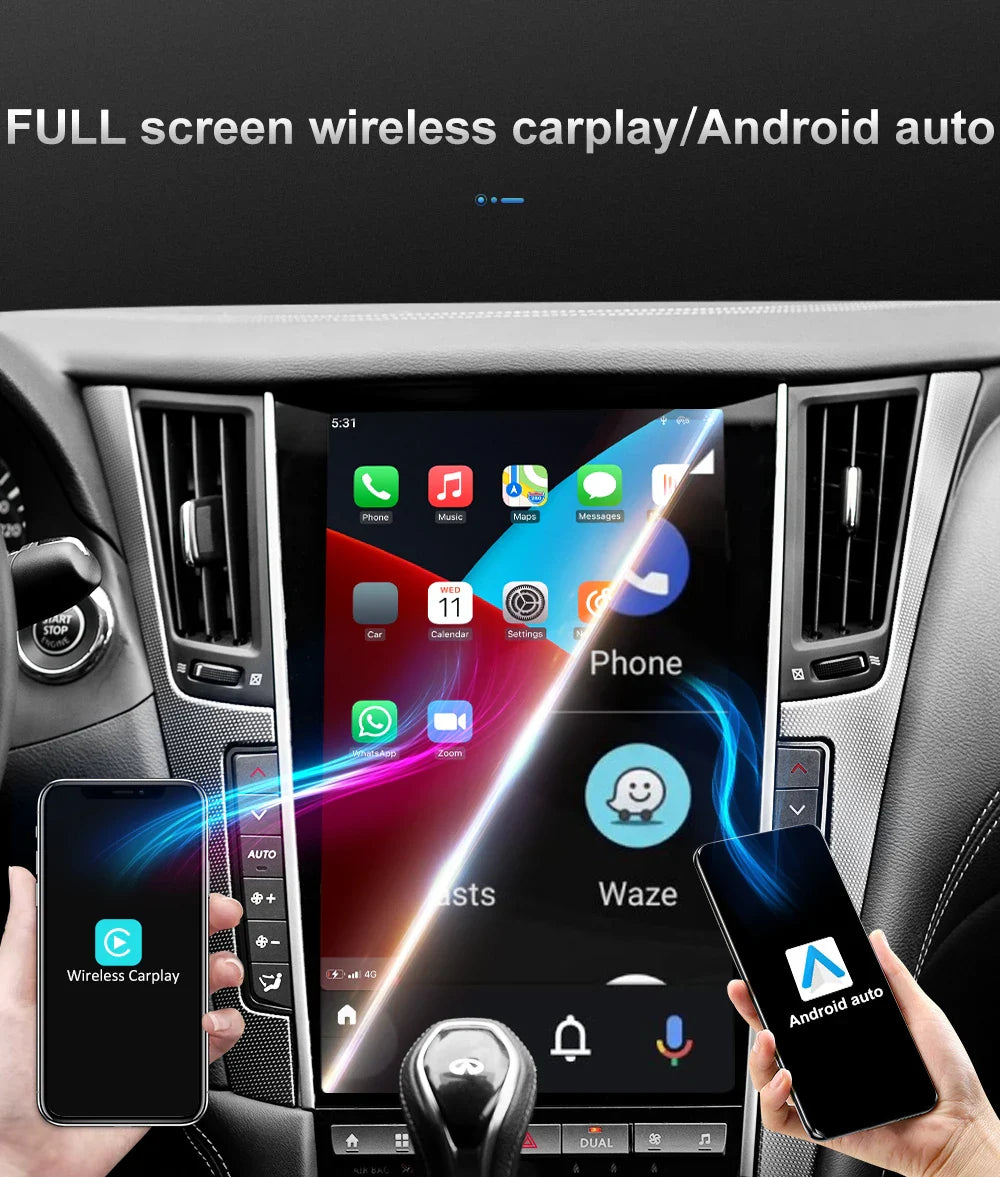 13.6" Qualcomm For Infiniti Q50 Q50S 2014-2019 Car Radio Stereo Carplay Upgrade Tesla Style Screen Android Auto GPS Navigation Multimedia Player