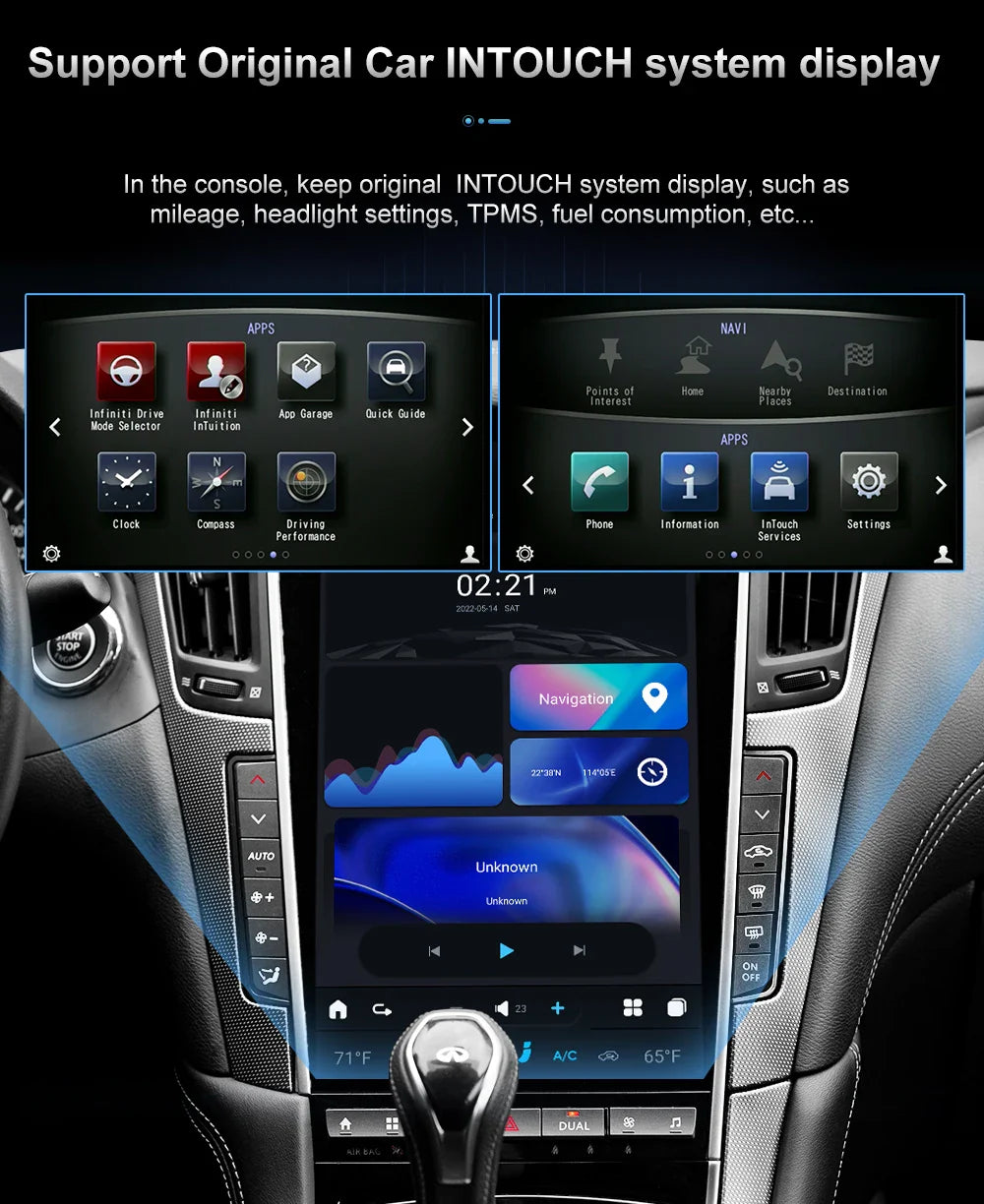 13.6" Qualcomm For Infiniti Q50 Q50S 2014-2019 Car Radio Stereo Carplay Upgrade Tesla Style Screen Android Auto GPS Navigation Multimedia Player