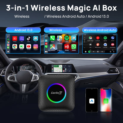 2023 Carlinkit Android 13 Car TV Box LED Android Auto CarPlay Wireless Adapter QCM6125 8-Core IPTV Netfilx Play Video CarPlay Ai Box