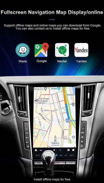 13.6" Qualcomm For Infiniti Q50 Q50S 2014-2019 Car Radio Stereo Carplay Upgrade Tesla Style Screen Android Auto GPS Navigation Multimedia Player