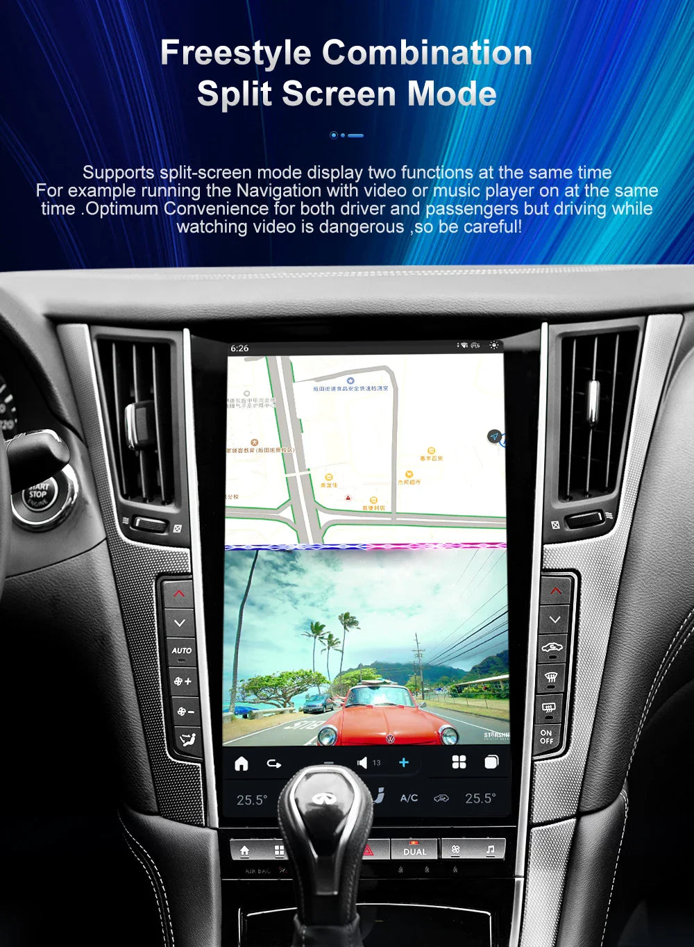 13.6" Qualcomm For Infiniti Q50 Q50S 2014-2019 Car Radio Stereo Carplay Upgrade Tesla Style Screen Android Auto GPS Navigation Multimedia Player