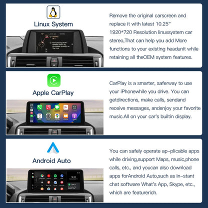 Wireless Apple Carplay and Android Auto 10.25 inch car suitable for BMW 3 series 4 series F30/F31/F32/F33/F34/F36 2012-2016 NBT system