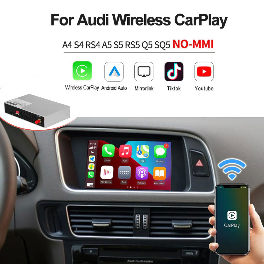 Wireless Auto Smart Box for Audi A4 S4 RS4 A5 S5 RS5 Q5 SQ5 NO-MMI 3G/3G+ 2009-2018 Support Carplay Android Auto