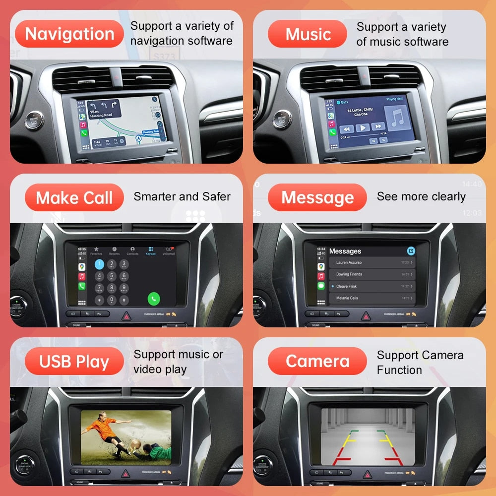 Wireless CarPlay for Ford Focus Escape Fiesta C-max Android Auto accessory Mirror Link AirPlay Car Play Function