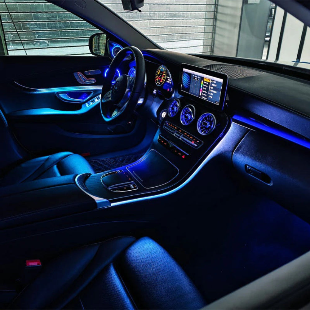 64 Colors Premium Car Interior Ambient Lights for Mercedes Benz C-class W205/ GLC X253 2015-2021 Dream Color Car Atmosphere Lamp