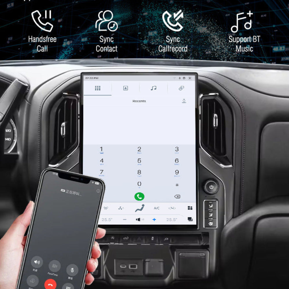 15.6" Qualcomm For Chevrolet Silverado/ GMC Sierra 2019-2023 Car Radio Stereo Carplay Upgrade Tesla Style Screen Android Auto GPS Navigation Multimedia Player