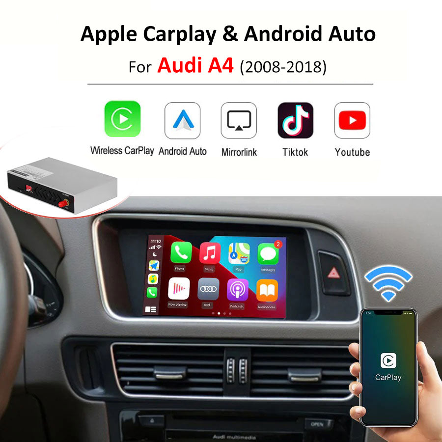 Wireless CarPlay Android Auto for Audi A4/S4/RS4 2008-2018, with AirPlay Mirror Link Car Play Functions