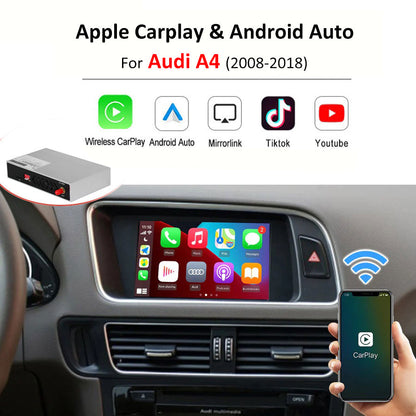 Wireless CarPlay Android Auto for Audi A4/S4/RS4 2008-2018, with AirPlay Mirror Link Car Play Functions