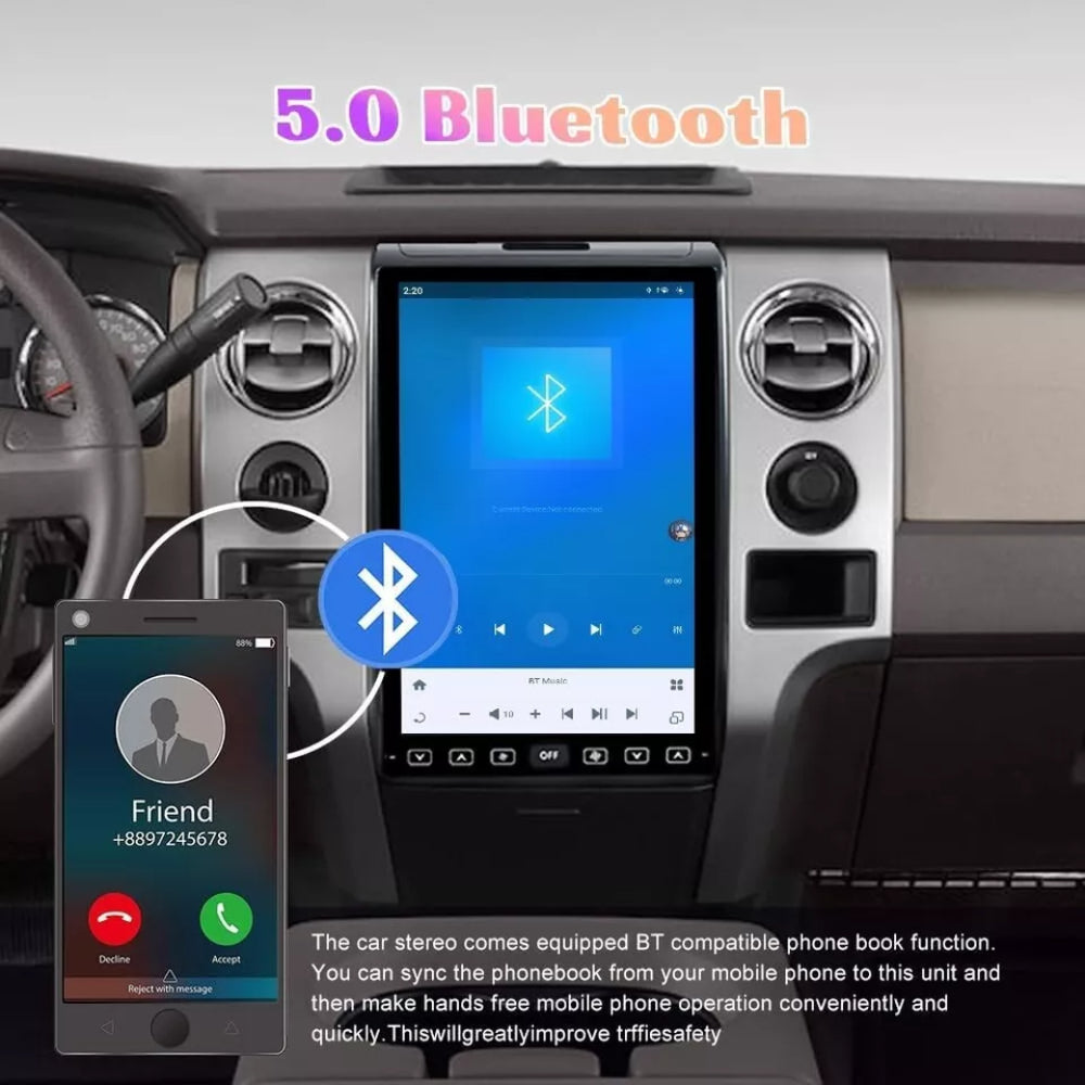 For Ford F150 2009-2012 Car Radio Stereo Carplay Upgrade Tesla Style Screen 14.4" Qualcomm Android Auto GPS Navigation Multimedia Player