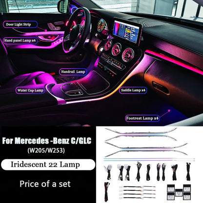 64 Colors Premium Car Interior Ambient Lights for Mercedes Benz C-class W205/ GLC X253 2015-2021 Dream Color Car Atmosphere Lamp