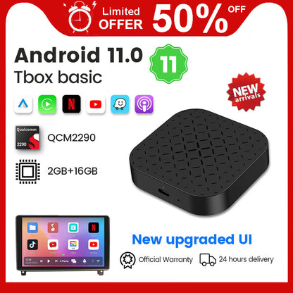 Android 11 Carlinkit Tbox Basic Netflix Ai Box Wireless Android Auto CarPlay QCM 2290 4-Cores 2G+16G For YouTube IPTV