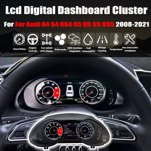12.3'' LCD Digital Dashboard Cluster For Audi A4 S4 RS4 A5 Q5 S5 RS5 2008-2021 Car Panel Speedometer Virtual Cockpit
