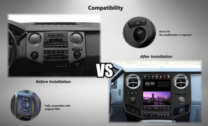 12.1" Tesla-Style Android Screen for Ford F-250 F-350 2009–2016 | Wireless CarPlay & Android Auto