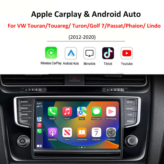 Wireless CarPlay for VW Touran/Touareg/ Turon/Golf 7/Passat/Phaion/ Lindo 2012-2020, with Android Auto Interface AirPlay Mirror Link Car Play Functions